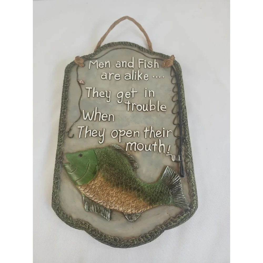 Ceramic Plaque Wall Decor‎ Men Fishing Camping Fishing Rods Funny Quotes